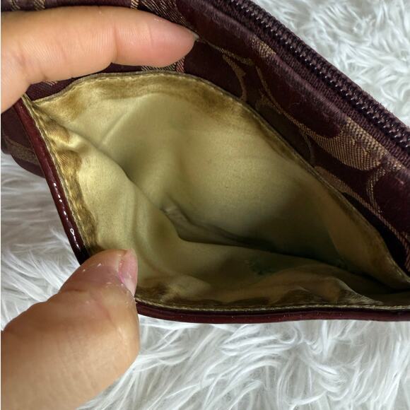 COACH Burgundy Signature Canvas Wristlet - Picture 6 of 8